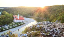 Sonnenuntergang am Kloster Weltenburg