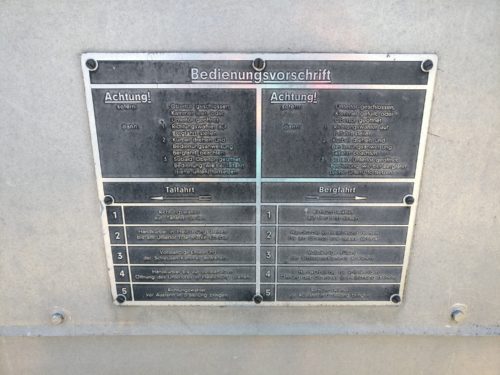 Bedienungsvorschrift der Schleuse