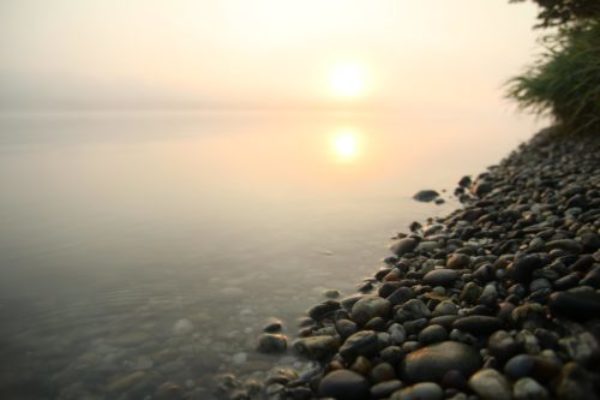 Nebel und Sonnenaufgang über der Donau